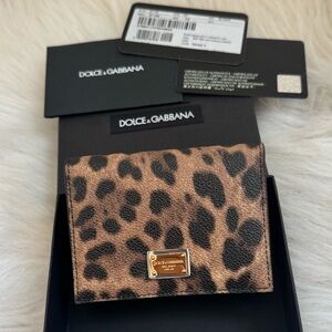 Authentic dolce&gabbana D&G leopard leather card holder wallet